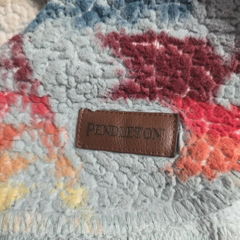 Pendleton Sherpa Fleece Blanket Legend Lake Aqua Blue Sky Aztec Southwest Queen